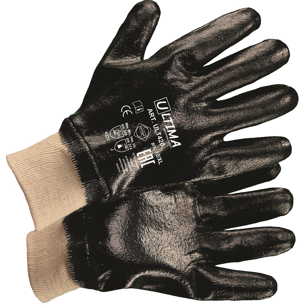Перчатки ULT420 с нитриловым покрытием, манжета, обливные