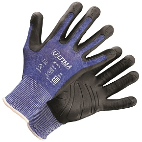 Перчатки ULT670 с покрытием ладони и кончиков пальцев термопластичной резиной ULTIMA®