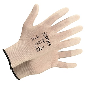 Перчатки трикотажные нейлоновые ULT620F с полиуретановым покрытием кончиков пальцев ULTIMA®
