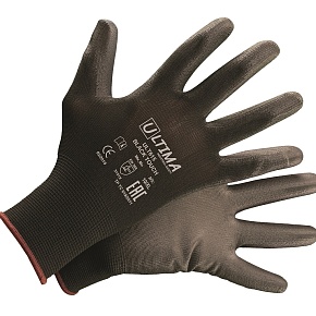Перчатки ULT615 BLACK TOUCH трикотажные нейлоновые с полиуретановым покрытием ULTIMA®