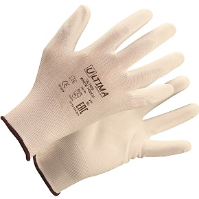 Перчатки ULT620 WHITE TOUCH трикотажные нейлоновые с полиуретановым покрытием ULTIMA®