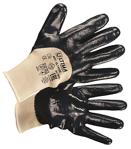 Перчатки ULT410S с нитриловым покрытием, манжета, полуобливные, бесшовные