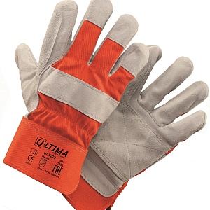 Перчатки ULT222 комбинированные спилковые усиленные ULTIMA®