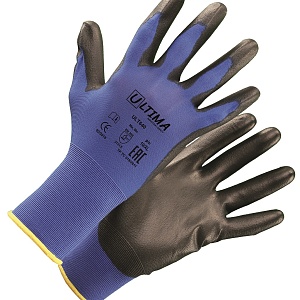 Перчатки ULT640 трикотажные нейлоновые с полиуретановым покрытием ладони и кончиков пальцев ULTIMA®